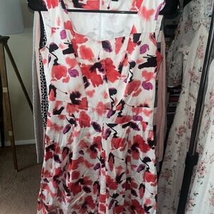 East 5th Floral Midi Dress - Red and Black